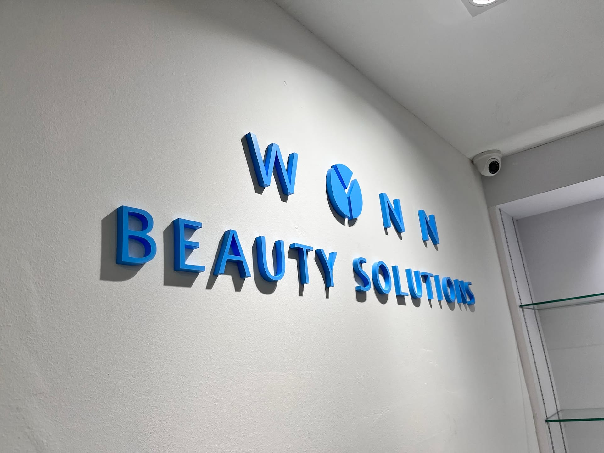 WONN Beauty Solutions blue acrylic lettering — Acrylic Signage by Garrison Productions, Singapore