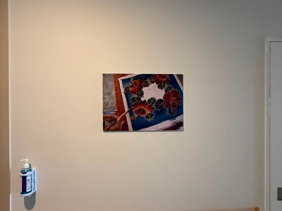 Red and blue batik canvas print — Artist Canvas by Garrison Productions, Singapore