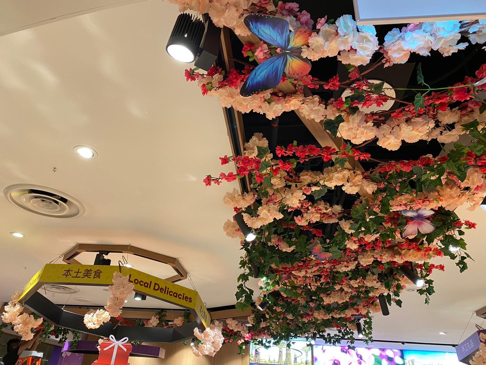 Flower and butterfly ceiling decor — Event Backdrop by Garrison Productions, Singapore