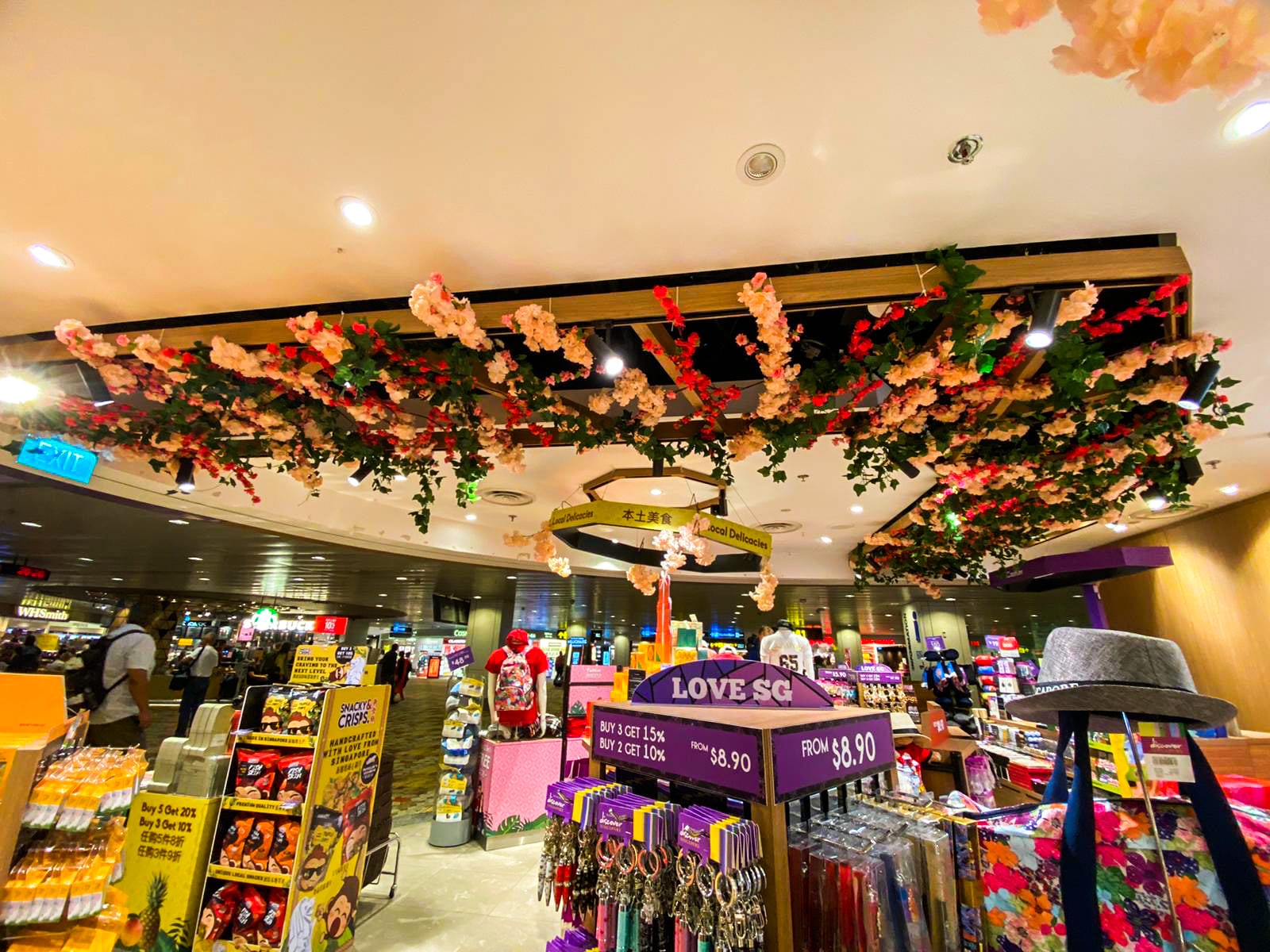 Flower canopy decor over a festive store display — Event Backdrop by Garrison Productions, Singapore
