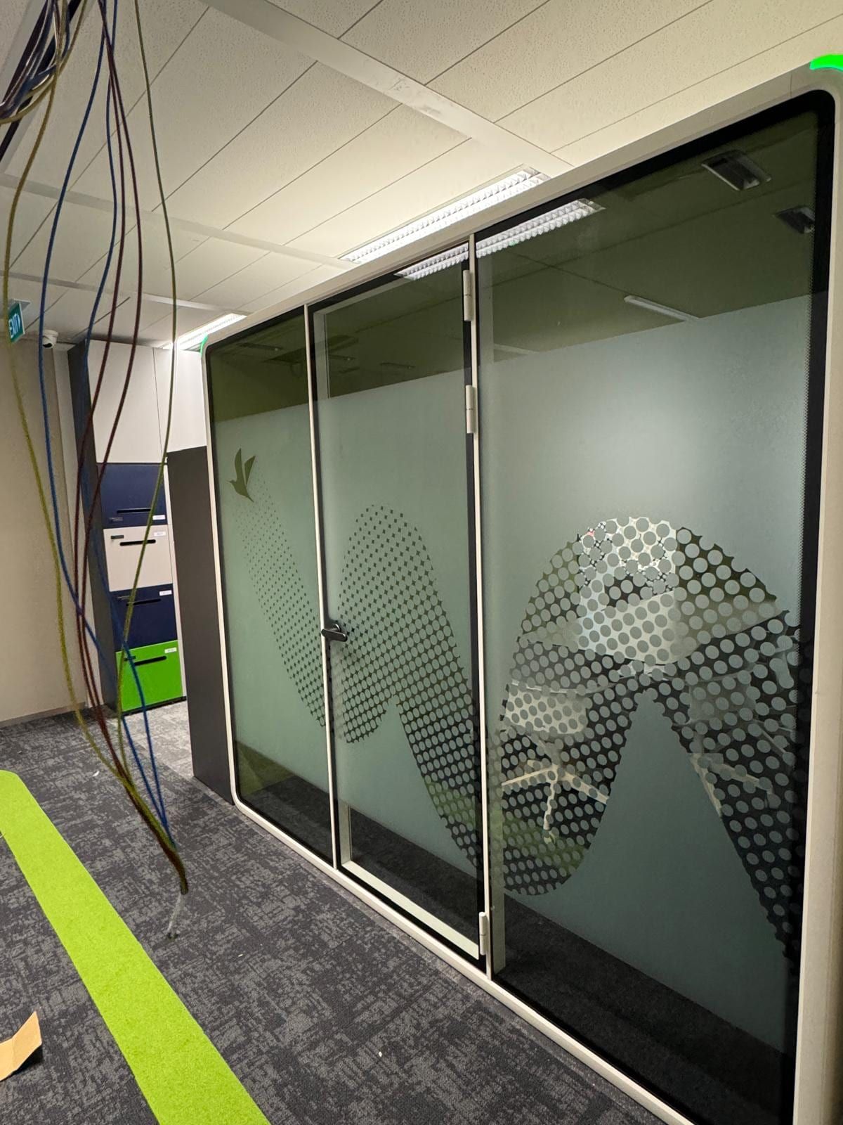 Frosted pattern glass sticker on an office partition — Glass Stickers by Garrison Productions, Singapore