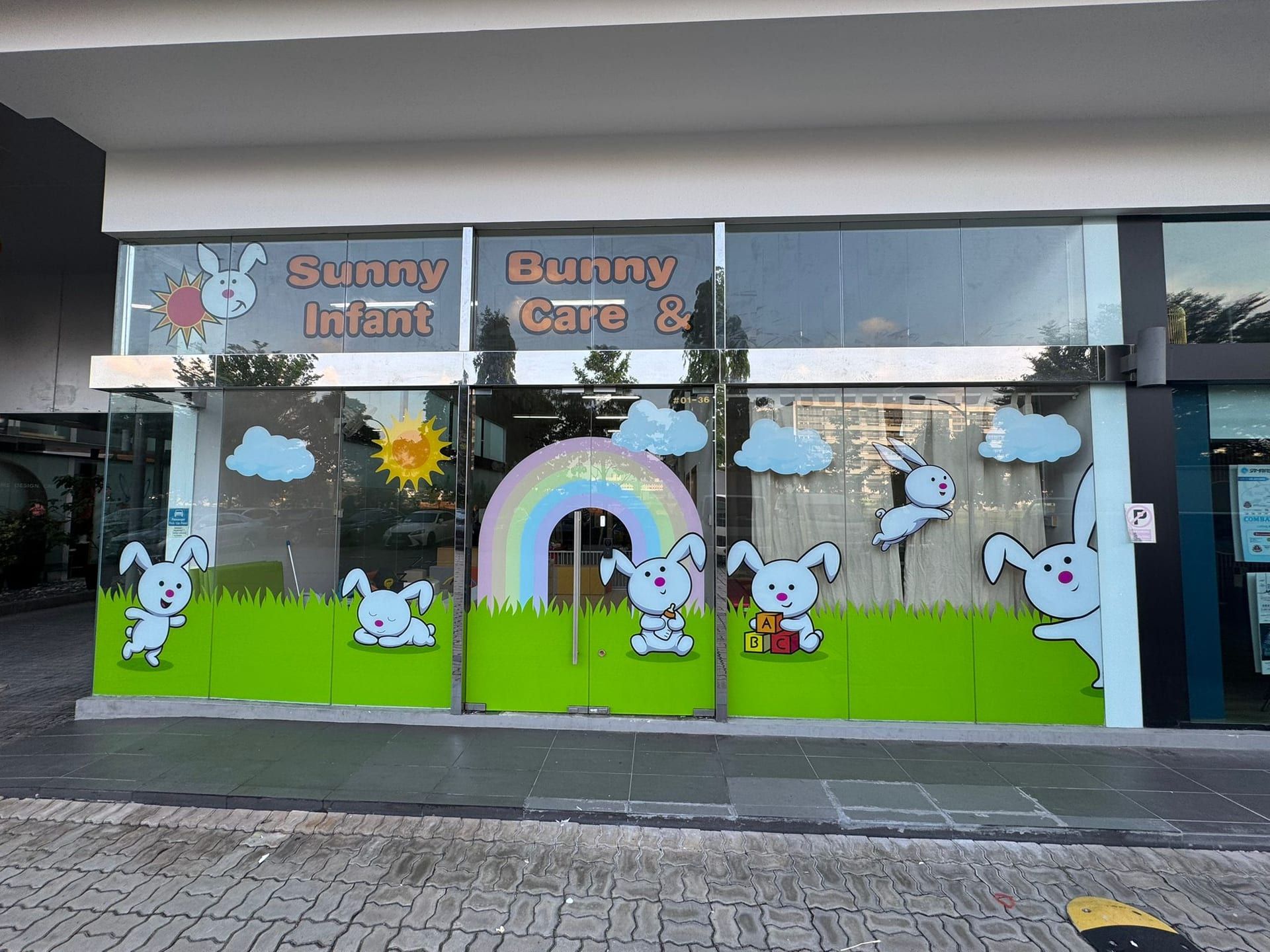 Bunny Care childcare shopfront glass stickers — Glass Stickers by Garrison Productions, Singapore