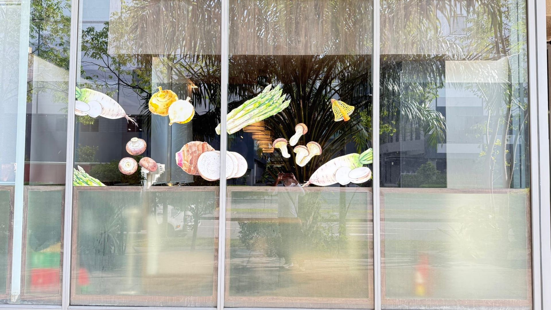 Food illustration glass stickers on a window — Glass Stickers by Garrison Productions, Singapore