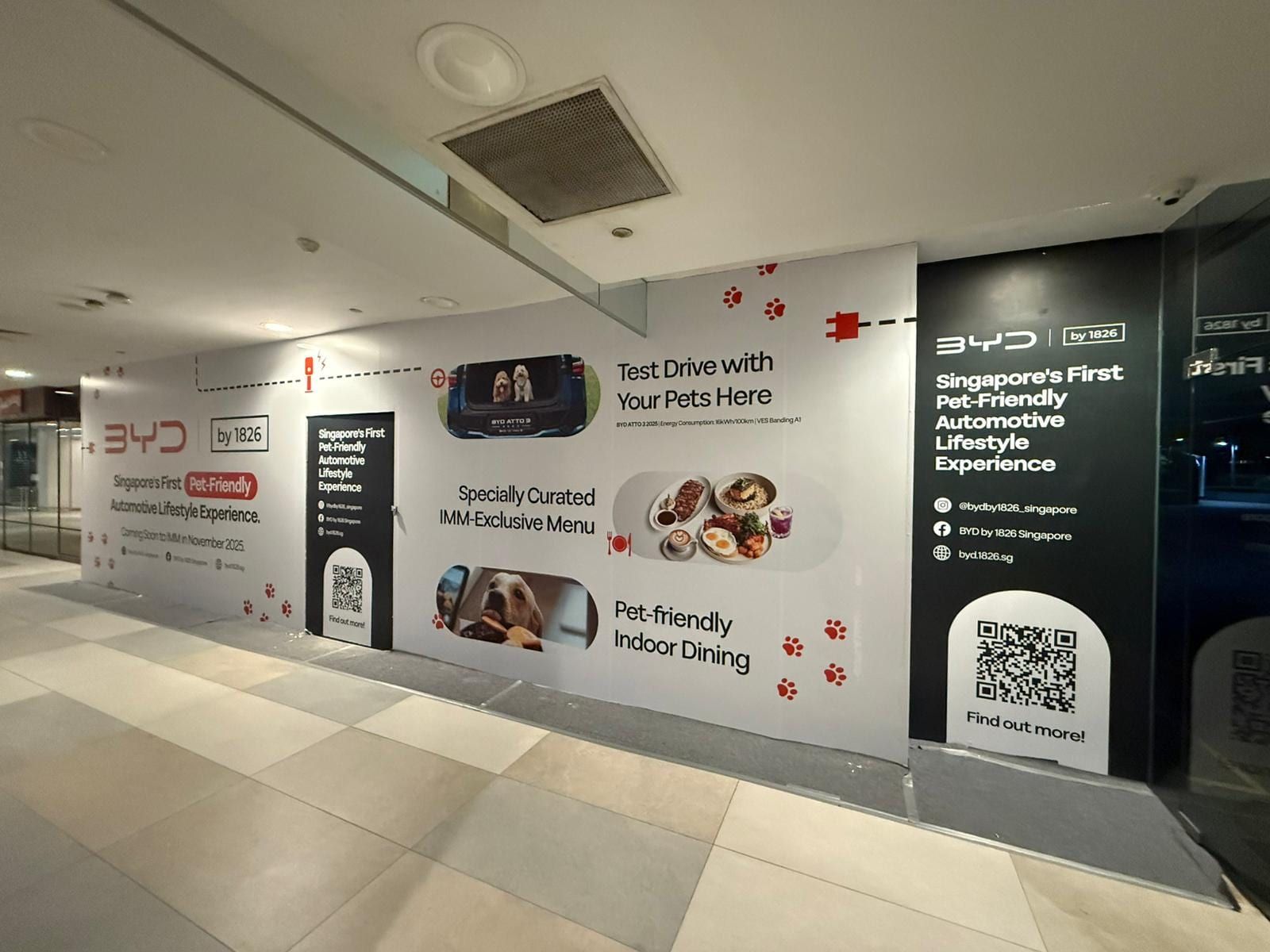 BYD "Singapore's first pet-friendly" showroom hoarding — Hoarding Sticker Printing by Garrison Productions, Singapore