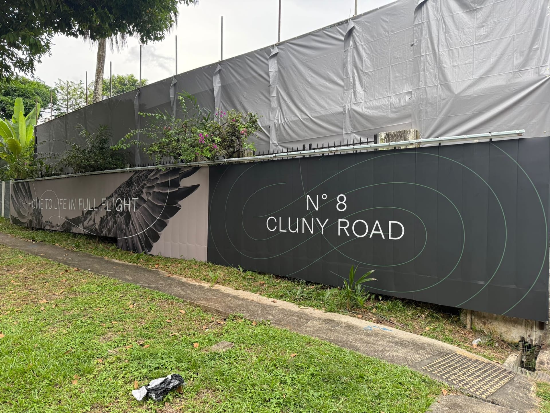 Eaglenest No. 8 Cluny Road hoarding along the roadside — Hoarding Sticker Printing by Garrison Productions, Singapore