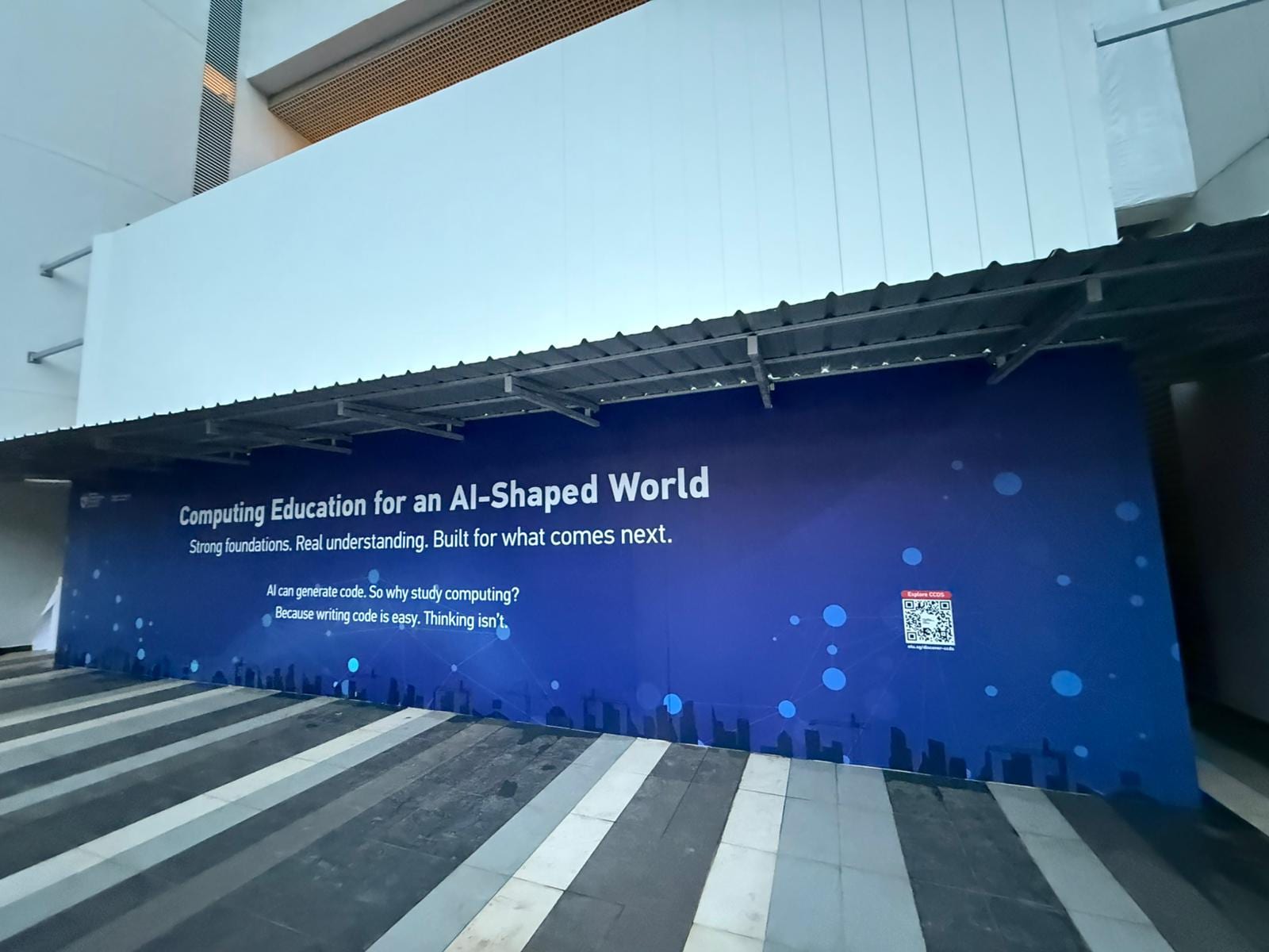 "Learning with AI" blue school hoarding — Hoarding Sticker Printing by Garrison Productions, Singapore