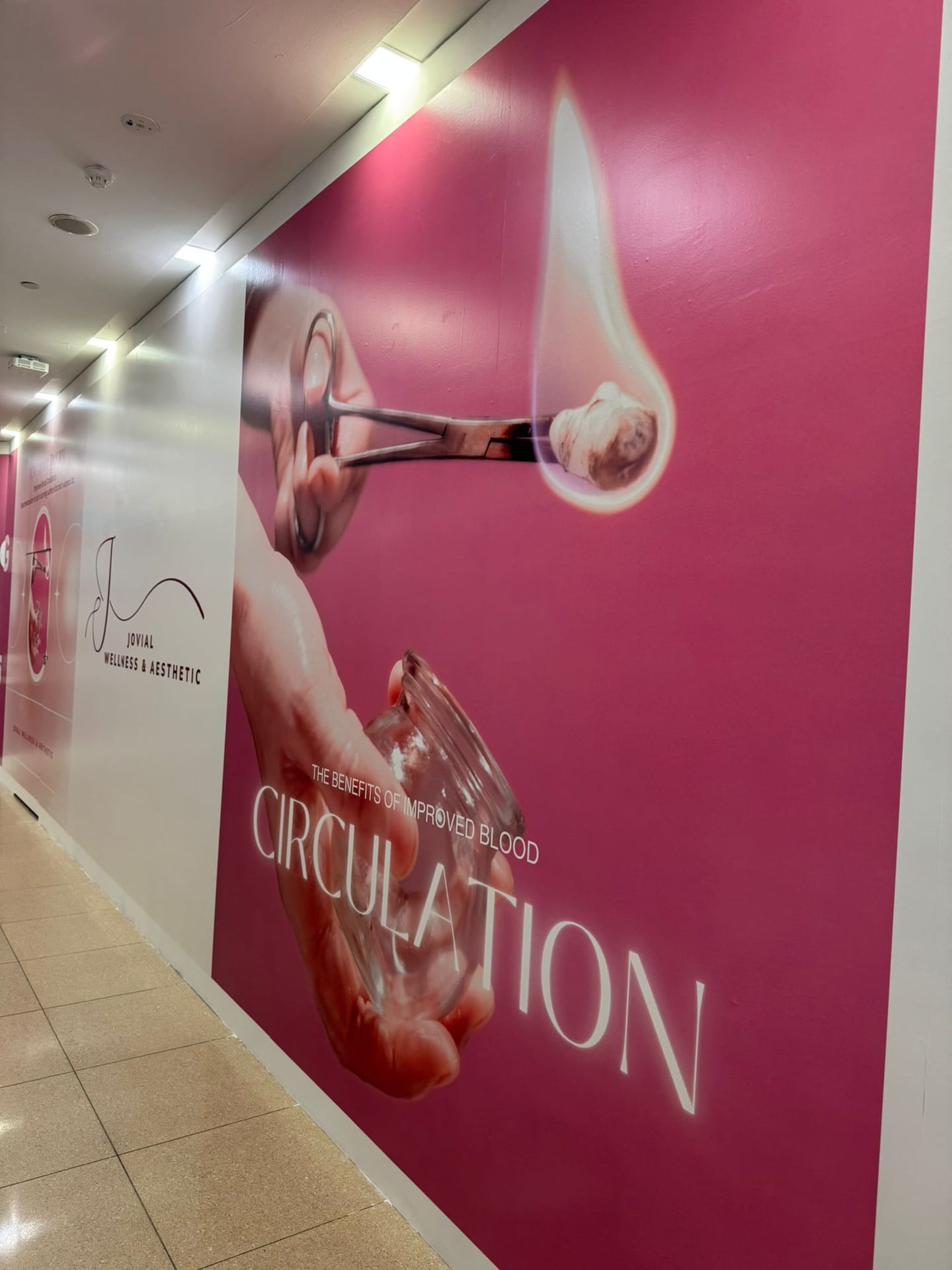 Pink circulation-themed mall hoarding — Hoarding Sticker Printing by Garrison Productions, Singapore