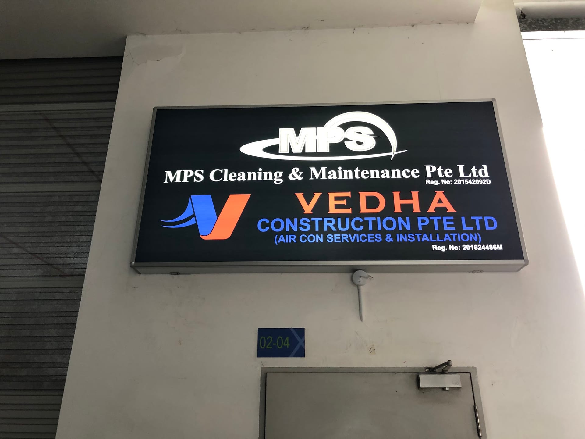 MPS Cleaning and Vedha Construction lightbox signage — Lightbox Signage by Garrison Productions, Singapore